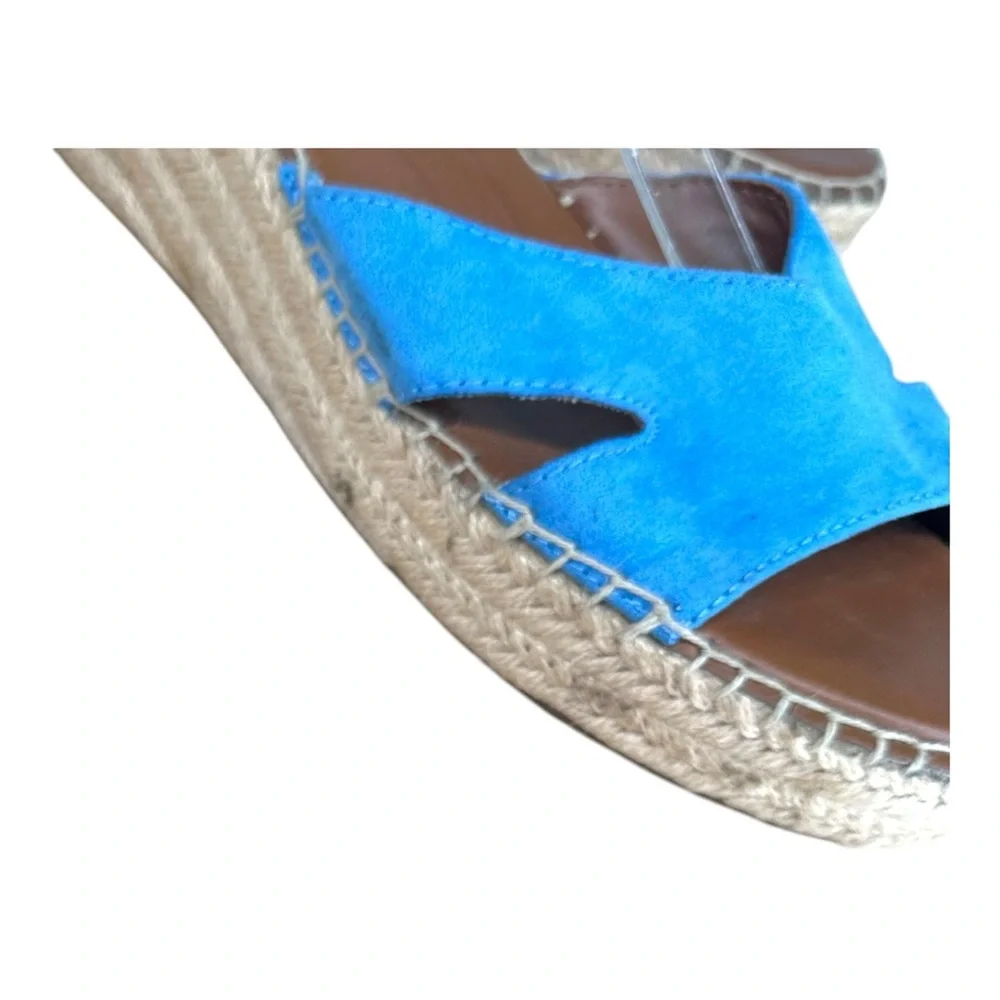 Franco Sarto Women’s 9M Penne Blue Strappy Sandals Espadrilles Colorful Heel